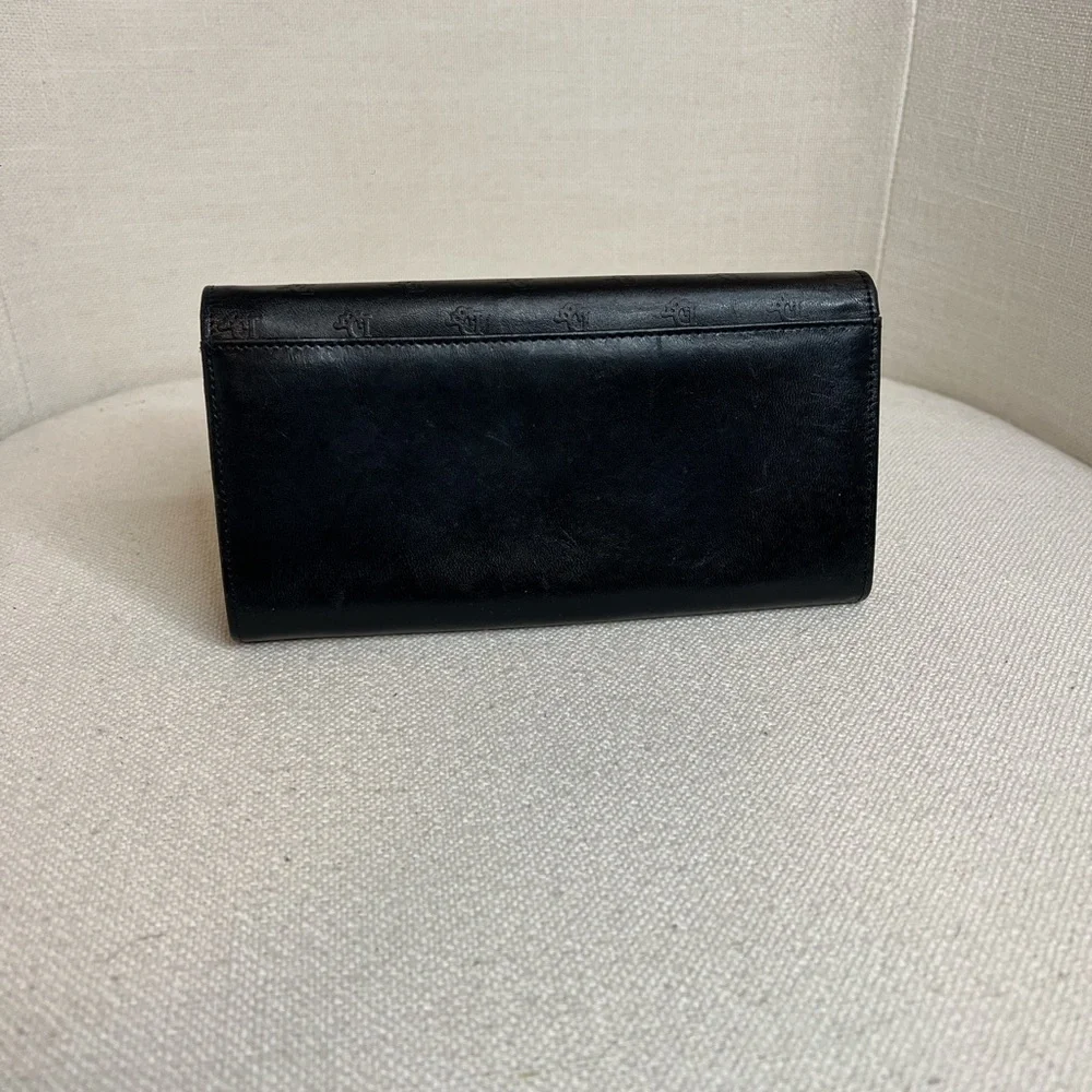 Black VINTAGE Dior Embossed Leather Wallet